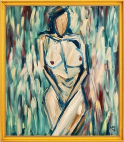 Tran Luu Hau Nude Figure Oil on Canvas, 1995