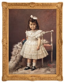 Giuseppe Bravi Young Girl Oil on Canvas, 19th C.