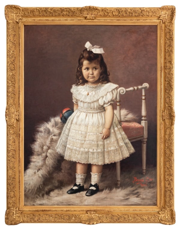 Giuseppe Bravi Young Girl Oil on Canvas, 19th C. (1 of 6)