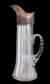 Sterling Silver Mounted Cut Glass Pitcher