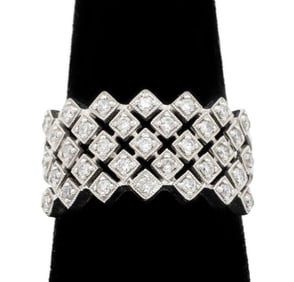 14K White Gold Multi-Row Diamond Ring
