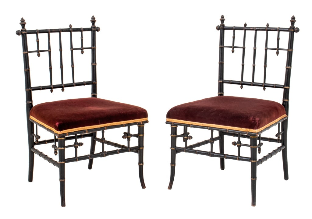 American Aesthetic Ebonized Faux Bamboo Chairs, 2 (1 of 8)