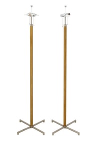 Modern Leather Wrapped Aluminum Floor Lamps, Pair