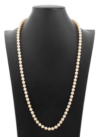 14K Gold Rope Length Cultured Pearl Necklace