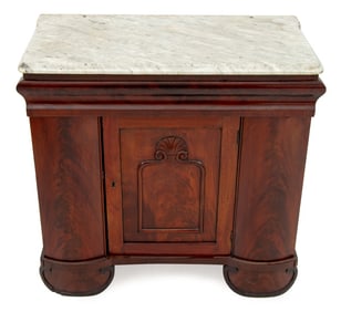 American Empire Marble Top Mahogany Cabinet