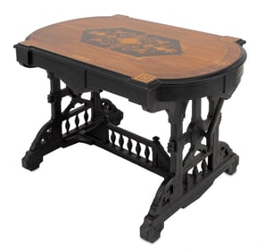 American Eastlake Marquetry Top Center Table