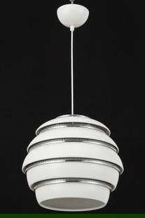 Artek A331 Beehive Aluminum Ceiling Light: Artek A331 Beehive Aluminum Ceiling Light, 20th century, designed by Alvar Aalto, with chrome-plated pierced rings. 28" H x 13" Diameter. Provenance: From the New York City Collection of a London Gall
