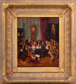 Spanish School Audience with the King Oil, 19th C.