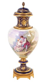 Sevres Blue Ground Porcelain Ovoid Vase