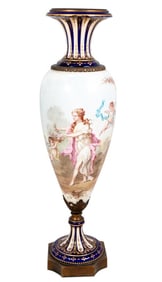 Sevres Blue Ground Porcelain Ovoid Vase