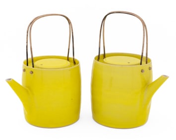 Rupert Spira Yellow Glazed Stoneware Teapots, Pair