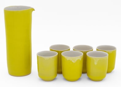 Rupert Spira Yellow Glazed Stoneware Sake Set, 7