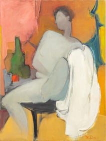 Ric Del Rossi Abstract Seated Female Nude Oil
