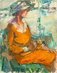 Evelyn Berson Portrait of a Seated Woman Oil