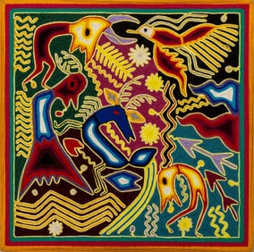 Jose Benitez Sanchez Figural Huichol Yarn Art