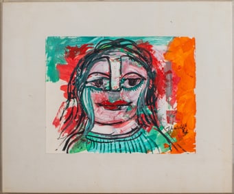 Nahum Tschacbasov Abstract Portrait Oil on Paper