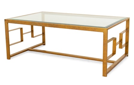 Century Furniture Glass Top Brass Cocktail Table