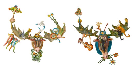 William H. Stevens Paper Mache Moose Sculptures, 2