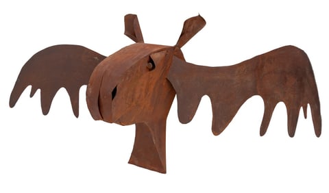 Folk Art Sheet Metal Moose Head Trophy