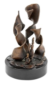 Signed Modern Abstract Bronze Sculpture