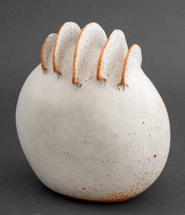 Isabel Parks Glazed Stoneware Sculpture: Isabel Parks (American, XX-XXI) Glazed Stoneware Sculpture, signed to underside. 6.25" H x 6" Diameter. Provenance: From a New York City Collection. Keywords: Art Pottery, Ceramics, Studio Pottery,