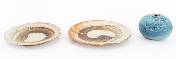 Signed Glazed Stoneware Vessels, 3