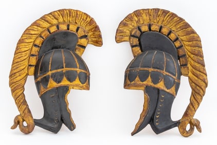 Palladio Carved Wood Spartan Helmet Appliques, Pr.