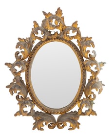 Rococo Revival Gilt Metal Beveled Mirror, 19th C.