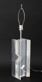 Karl Springer Style Lucite Zig-Zag Table Lamp