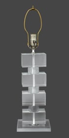 Karl Springer Style Stacked Geometric Lucite Lamp