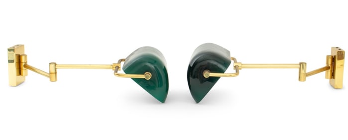 Banker's Shade Adjustable Wall Sconces, Pair