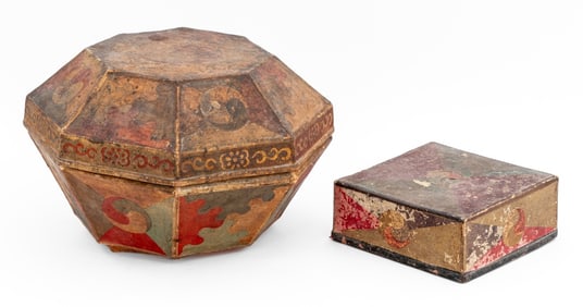 Korean Papier Mache Covered Boxes, 2
