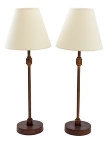 Arts and Crafts Style Patinated Metal Lamps, Pair