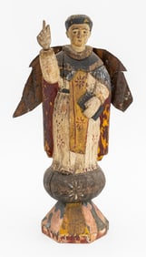 Spanish Colonial Painted Carved Wood Santos Figure