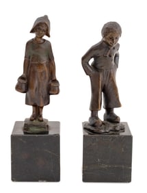 Ernst Beck Dutch Girl & Boy Bronze Sculptures, 2