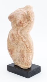 C. Stevens Nude Female Torso Alabaster Sculpture