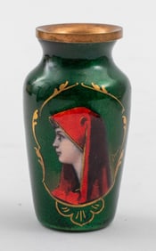 Bohemian Enamel Figural Diminutive Vase
