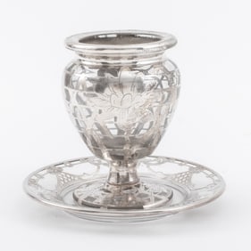 Art Nouveau Silver Overlay Glass Articles, 2