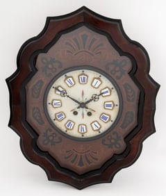 French Walnut and Marquetry Wall Clock