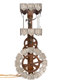 Medieval Style Wood Gear and Pendulum Wall Clock