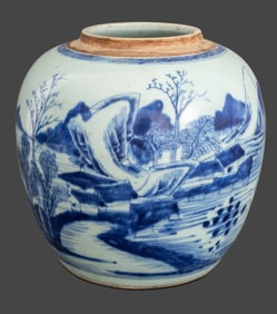 Chinese Blue & White Porcelain Ginger Jar