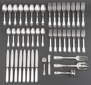 Ricci "Art Deco" Silver-plate Flatware Set for 8