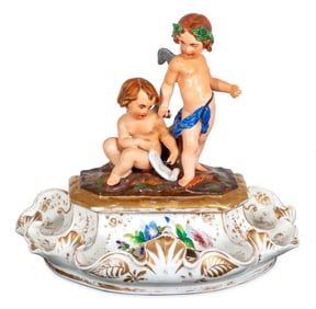 Capodimonte Porcelain Figural Ink Stand