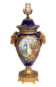 Sevres Blue Ground Vase Mounted as a Lamp