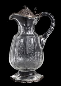 German Silver Mounted Cut Glass Claret Jug