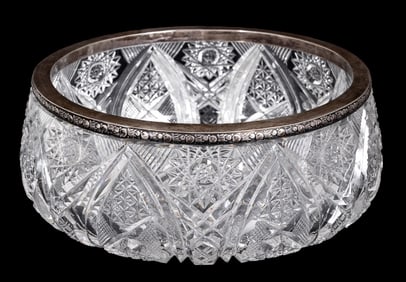 Russian Silver Mounted Cut Glass Bowl
