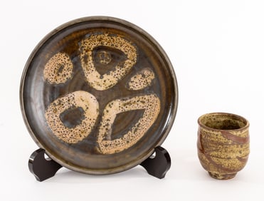 Contemporary Stoneware Yunomi Cup and Charger, 2