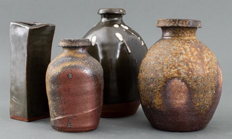 Illegibly Signed Studio Art Pottery Vessels, 4