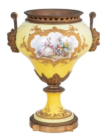 Sevres Yellow Ground Two Handled Vase