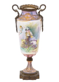Sevres Painted Porcelain Bronze Mounted Vase
